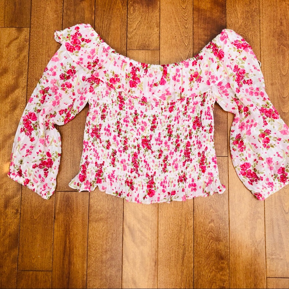 Zara off the shoulders top with mid sleeves